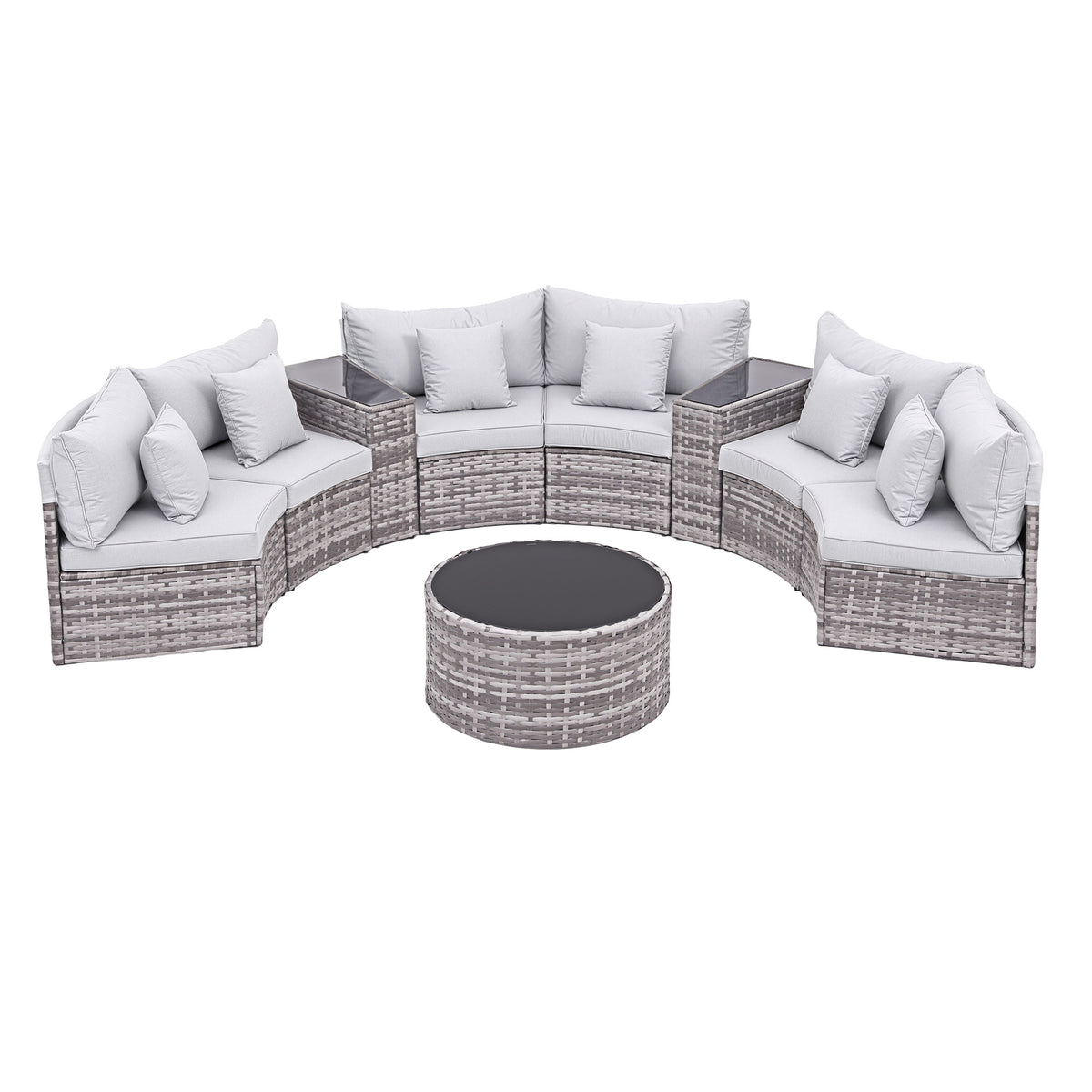 Gardeon 6 Seater Outdoor Sofa Set 9PCS Table Chair Set Garden Rattan Patio Furniture