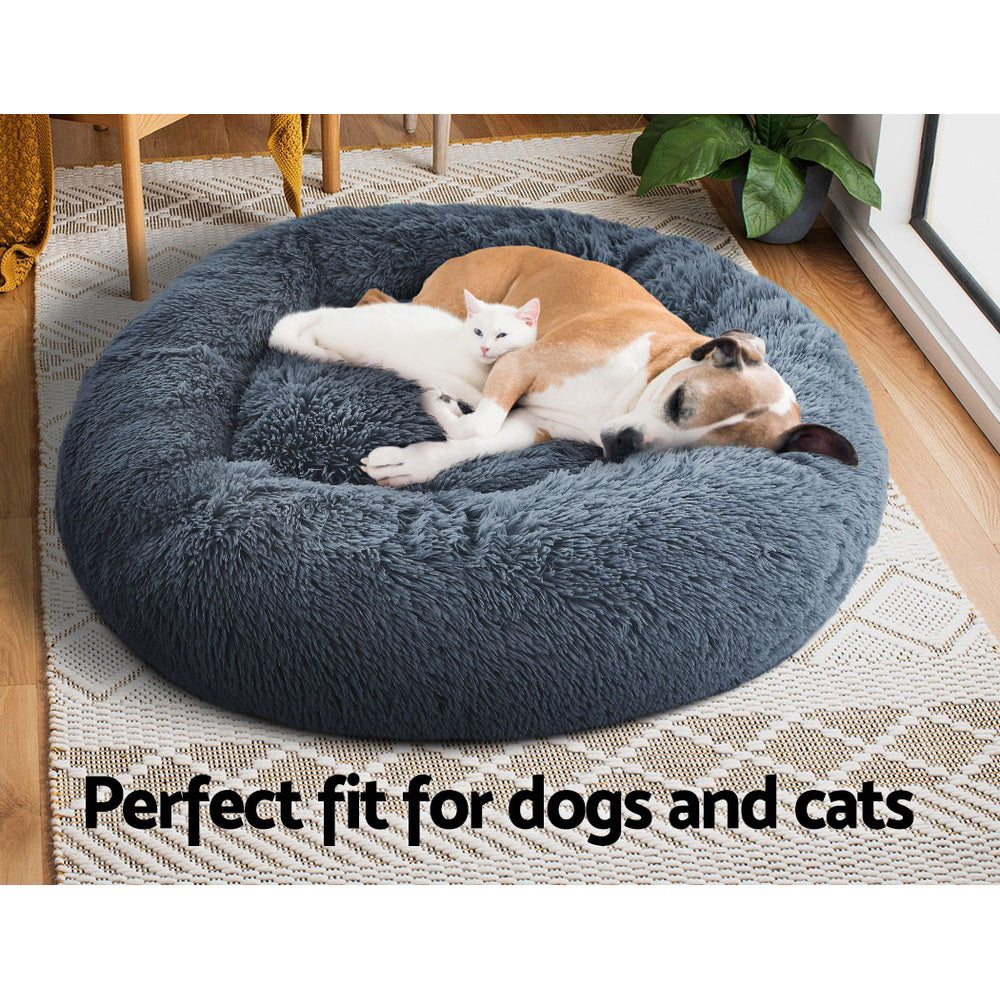 Plush Calming Pet Bed - Large Dark Grey - Suits Pets up to 25kg
