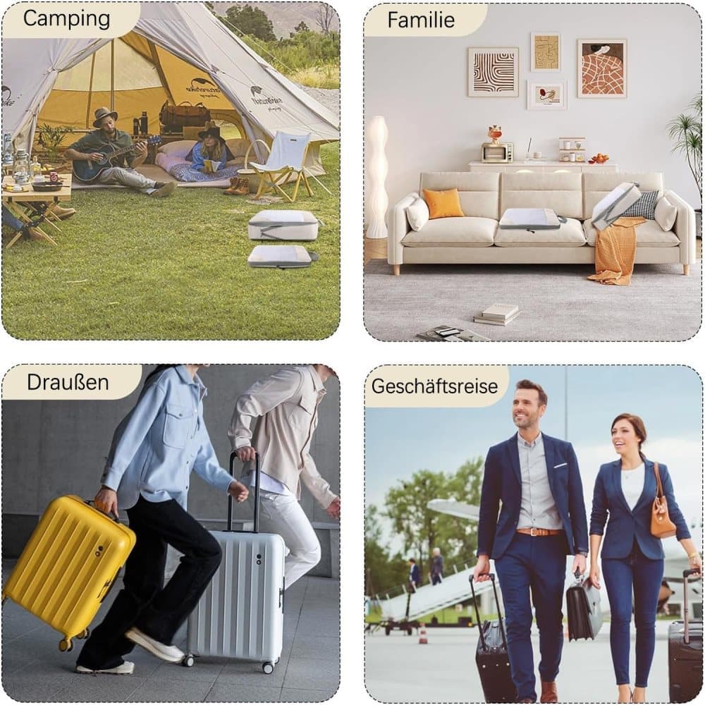 7-Piece Lightweight Travel Compression Bags for Suitcase & Backpack - Beige