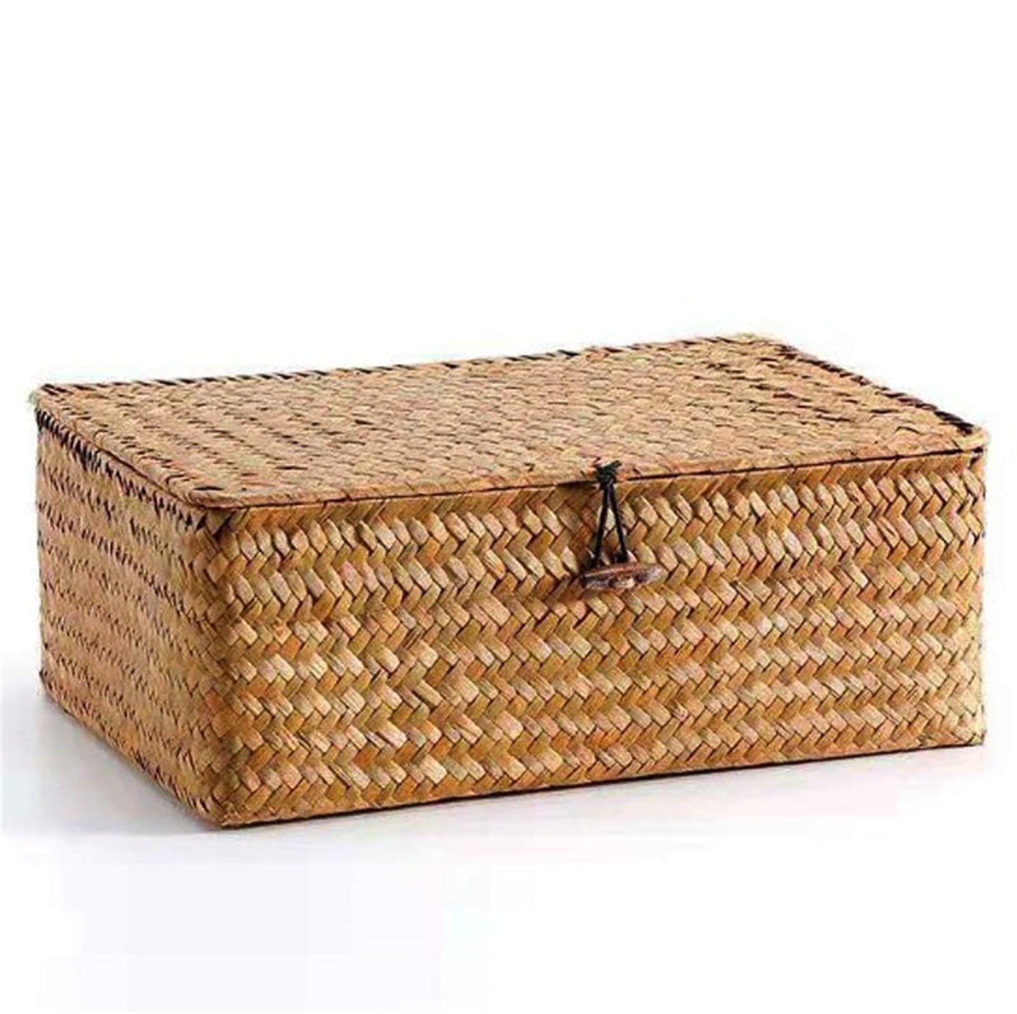 Handwoven Seagrass Basket with Lid — Coffee Brown