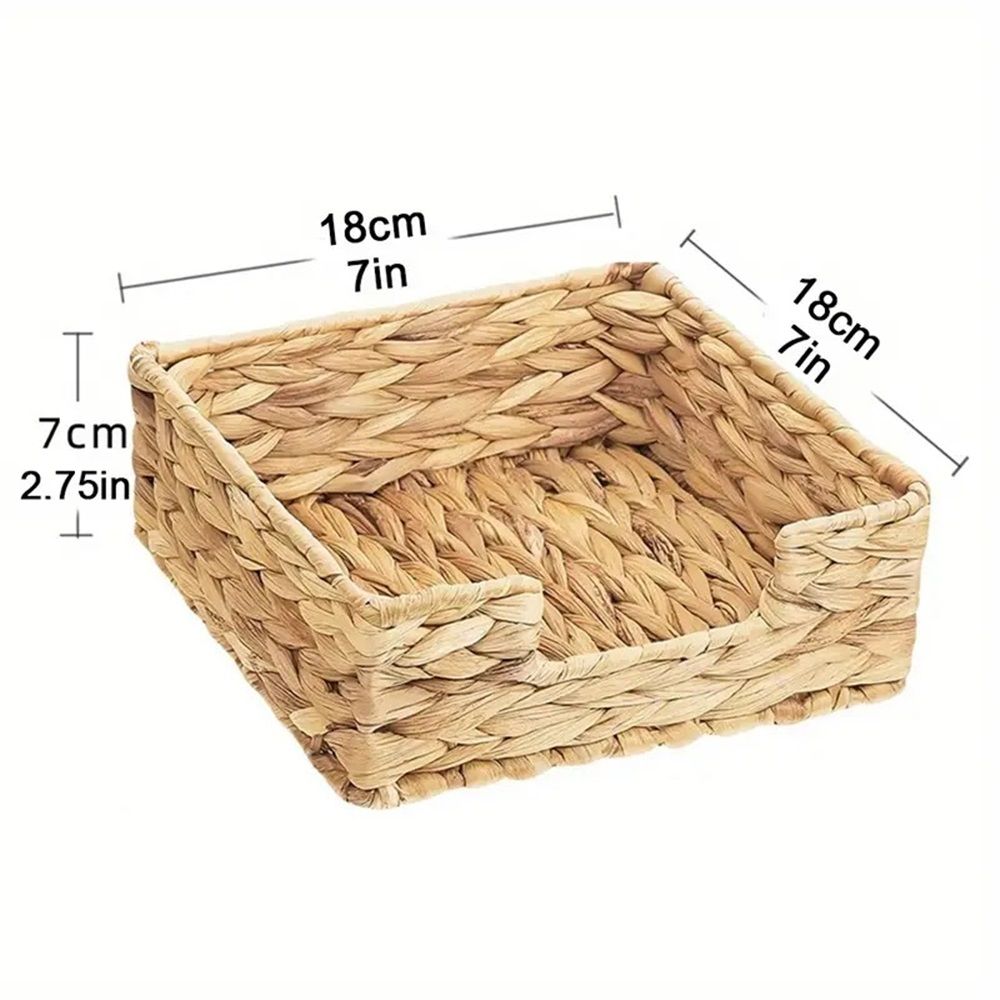 Water Hyacinth Guest Towel Holder for Bathroom, Wicker Napkins Baskets for Dinning Room, Rattan Napkin Holders for Tables, 1 Pack(Square 18 * 18 * 7cm)
