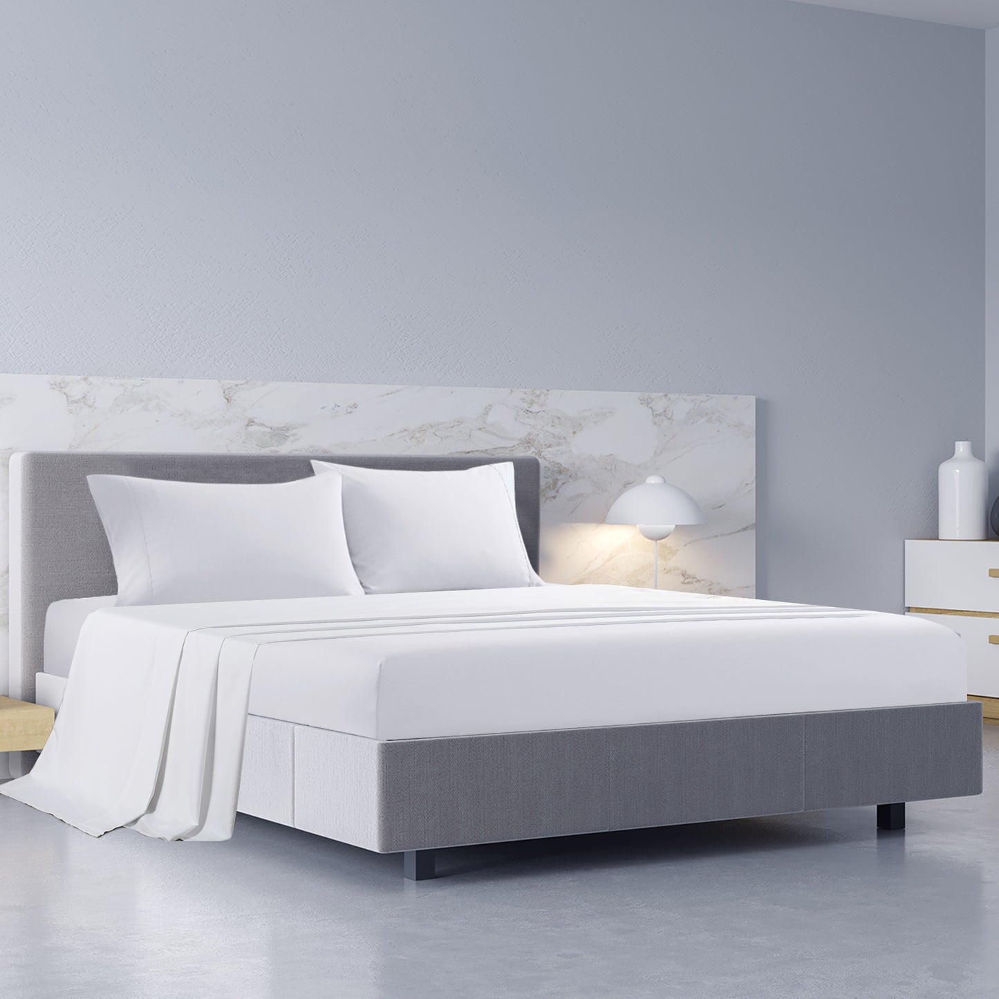 Hotel Grade Ultra Soft Bamboo Cotton Sheet Set White - Queen