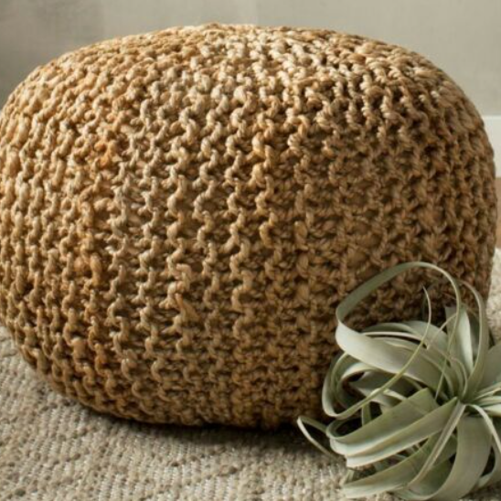 Braided Ottoman Jute Pouffe Footstool Hand Knitted