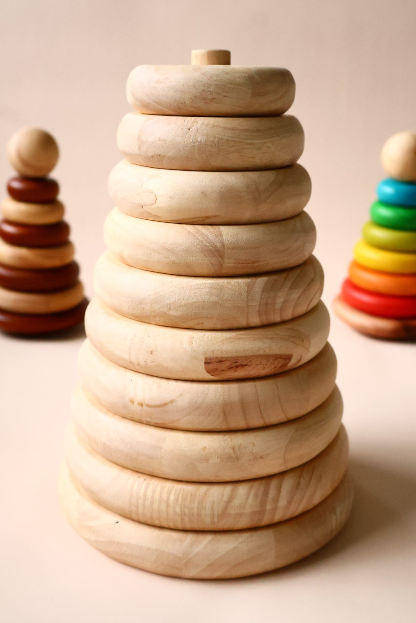Natural Wooden Circle Stacker | Montessori Ring Stacking Toy for Toddlers