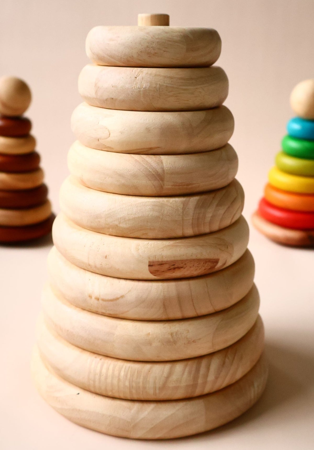 My First Natural Wooden Circle Stacker | Montessori Ring Stacking Toy