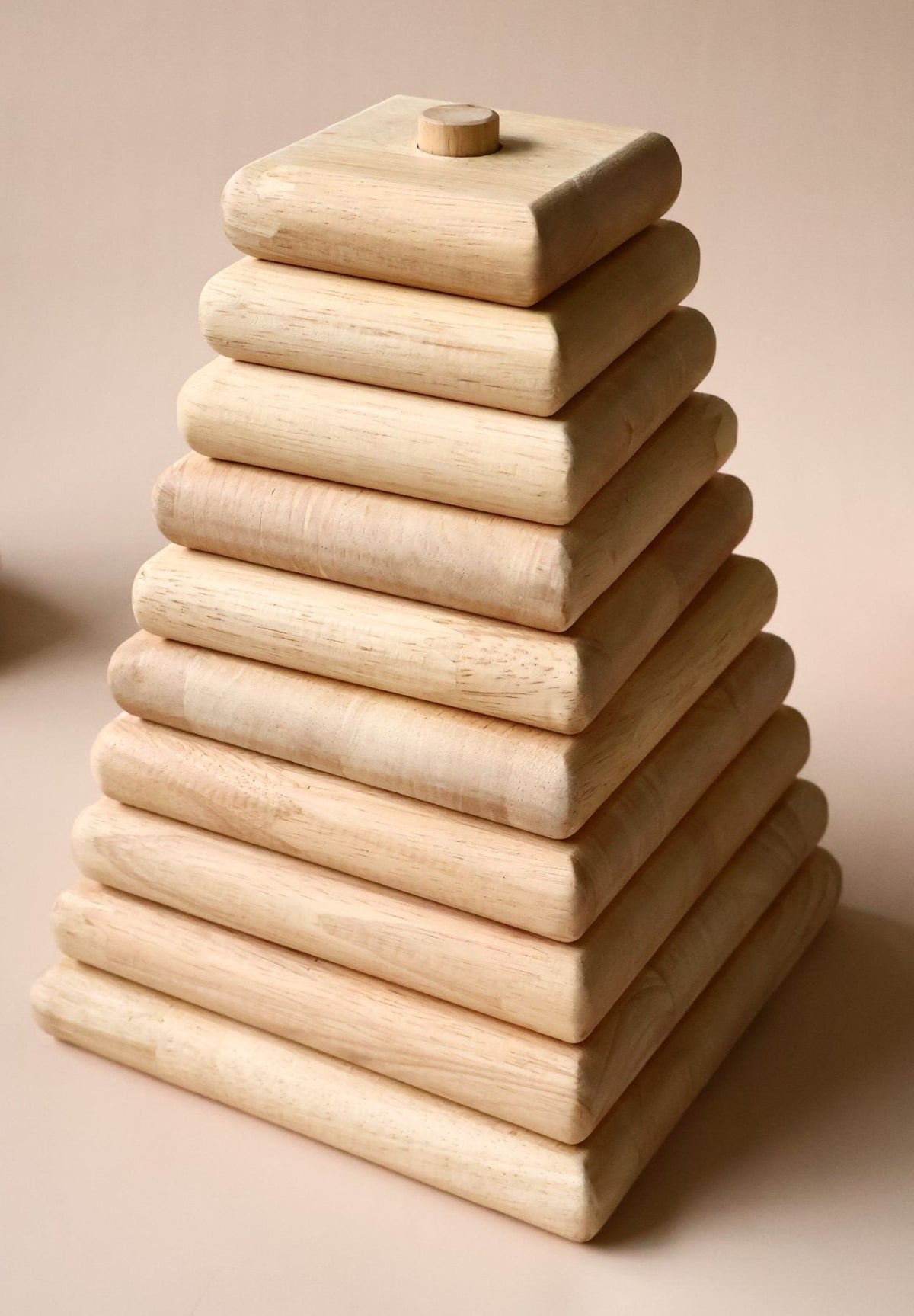 My First Natural Wooden Square Stacker | Montessori Shape Stacking Toy