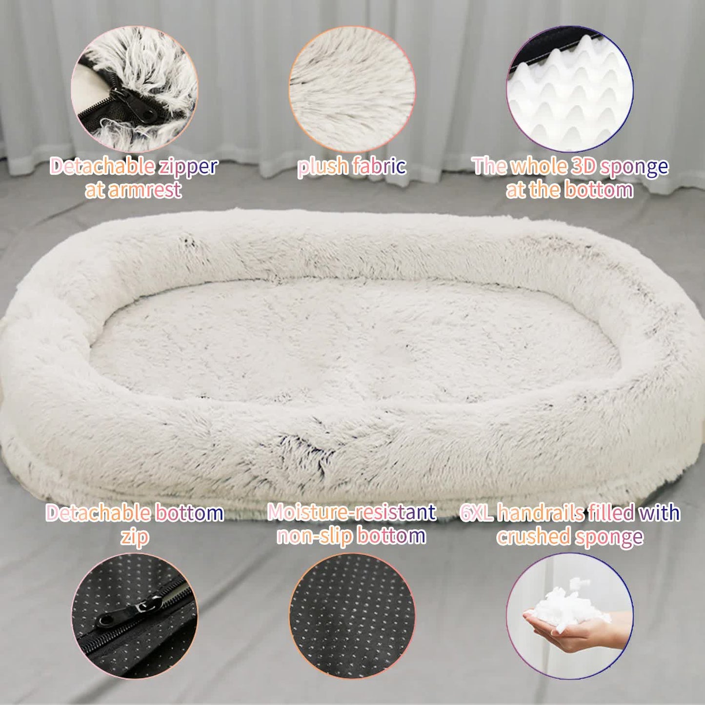 Gradient Coffee Fluffy Donut Pet Bed - Large