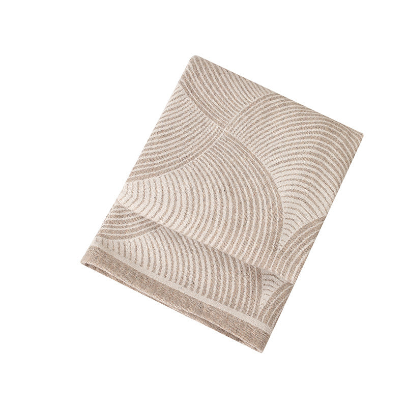 Khaki Luxurious Wool Blend Paisley Throw Blanket
