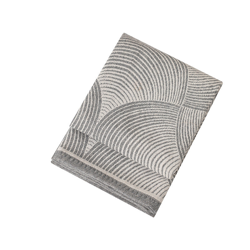 Light Grey Luxurious Paisley Wool Blend Throw Blanket