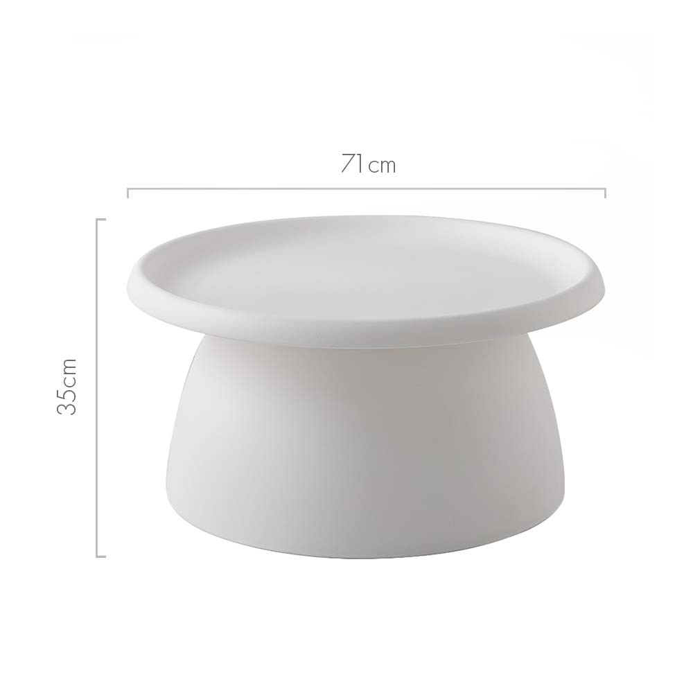 Round Coffee Table 71cm | Mushroom Pedestal Design | White