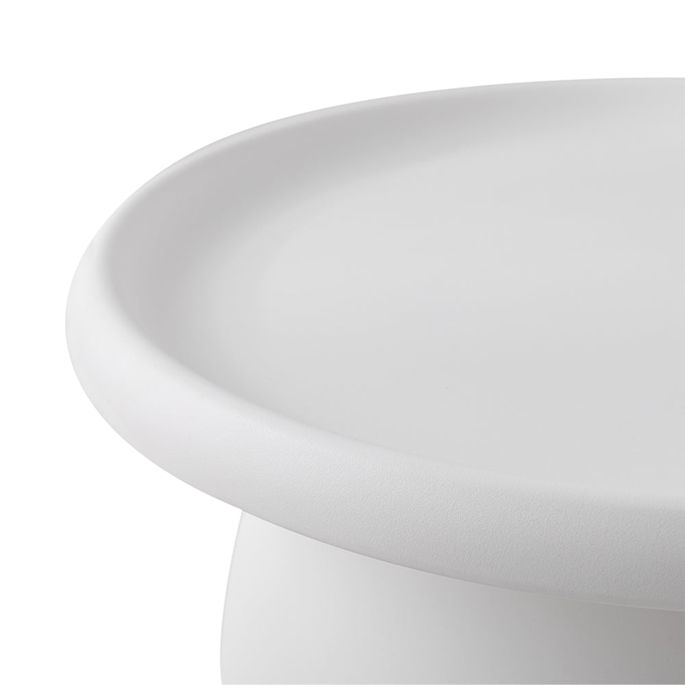 Round Coffee Table 71cm | Mushroom Pedestal Design | White