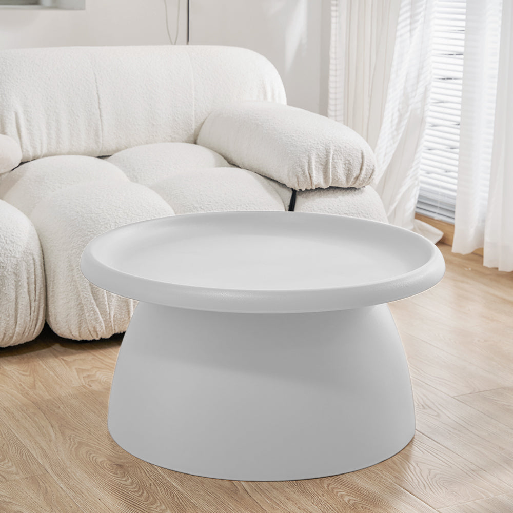 Round Coffee Table 71cm | Mushroom Pedestal Design | White