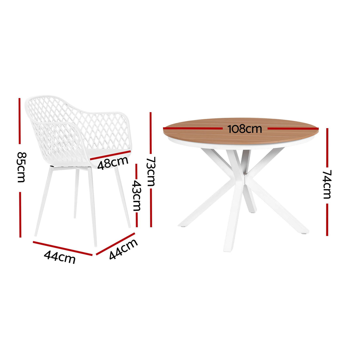 5-Piece Outdoor Dining Set |Table & 4 Chairs | Diamond White