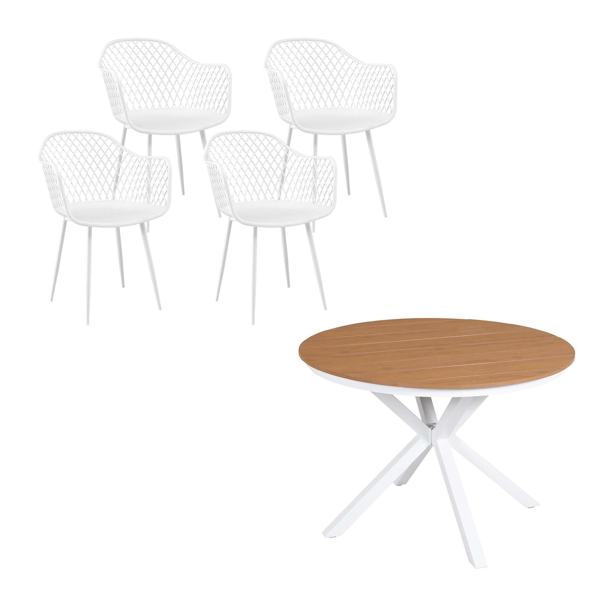 5-Piece Outdoor Dining Set |Table & 4 Chairs | Diamond White