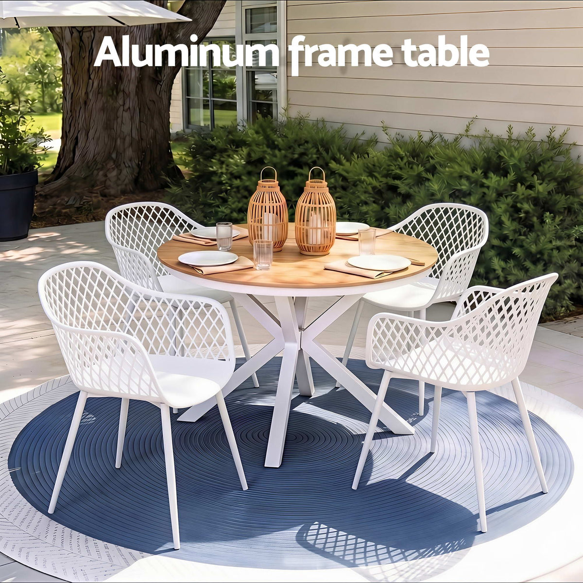5-Piece Outdoor Dining Set |Table & 4 Chairs | Diamond White