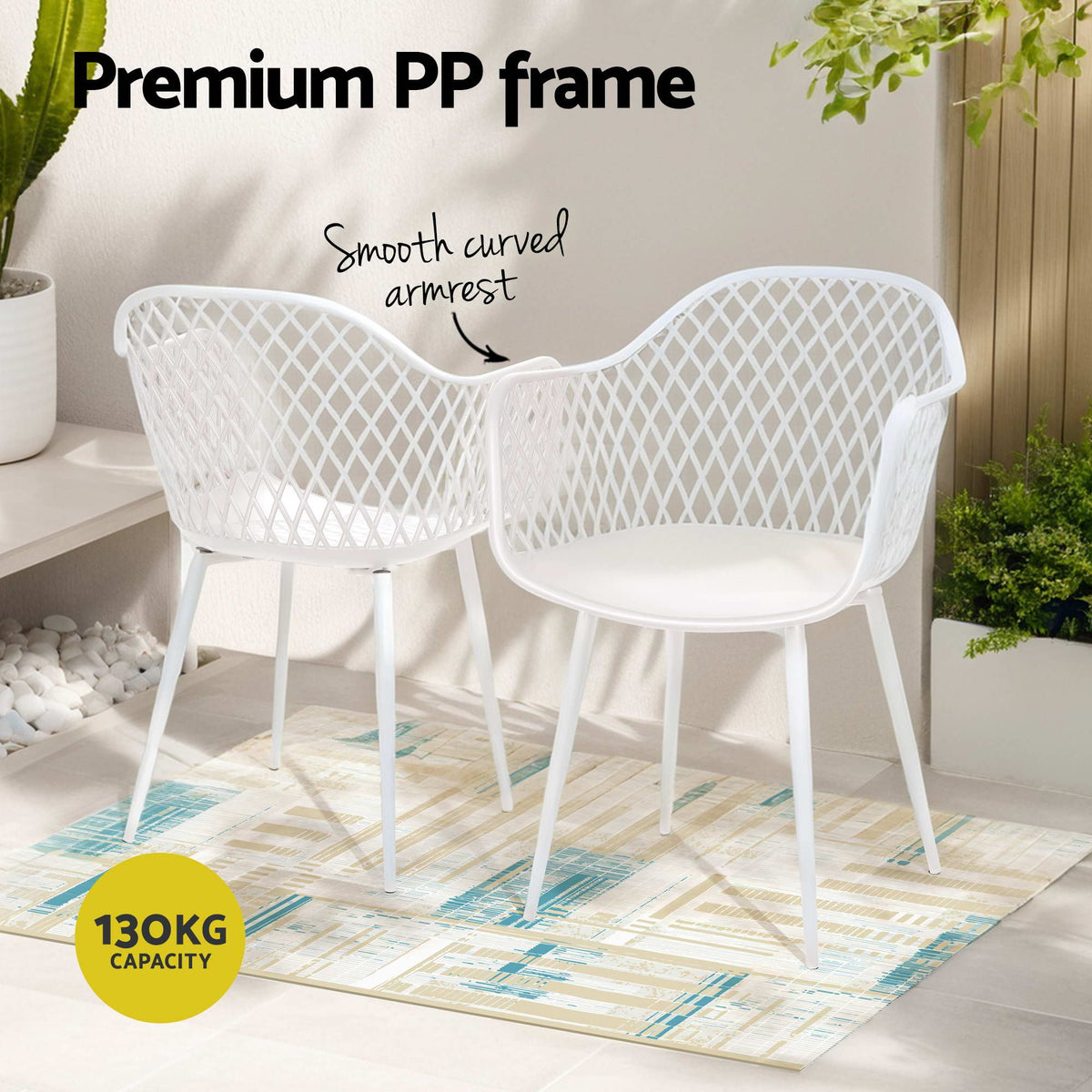 5-Piece Outdoor Dining Set |Table & 4 Chairs | Diamond White