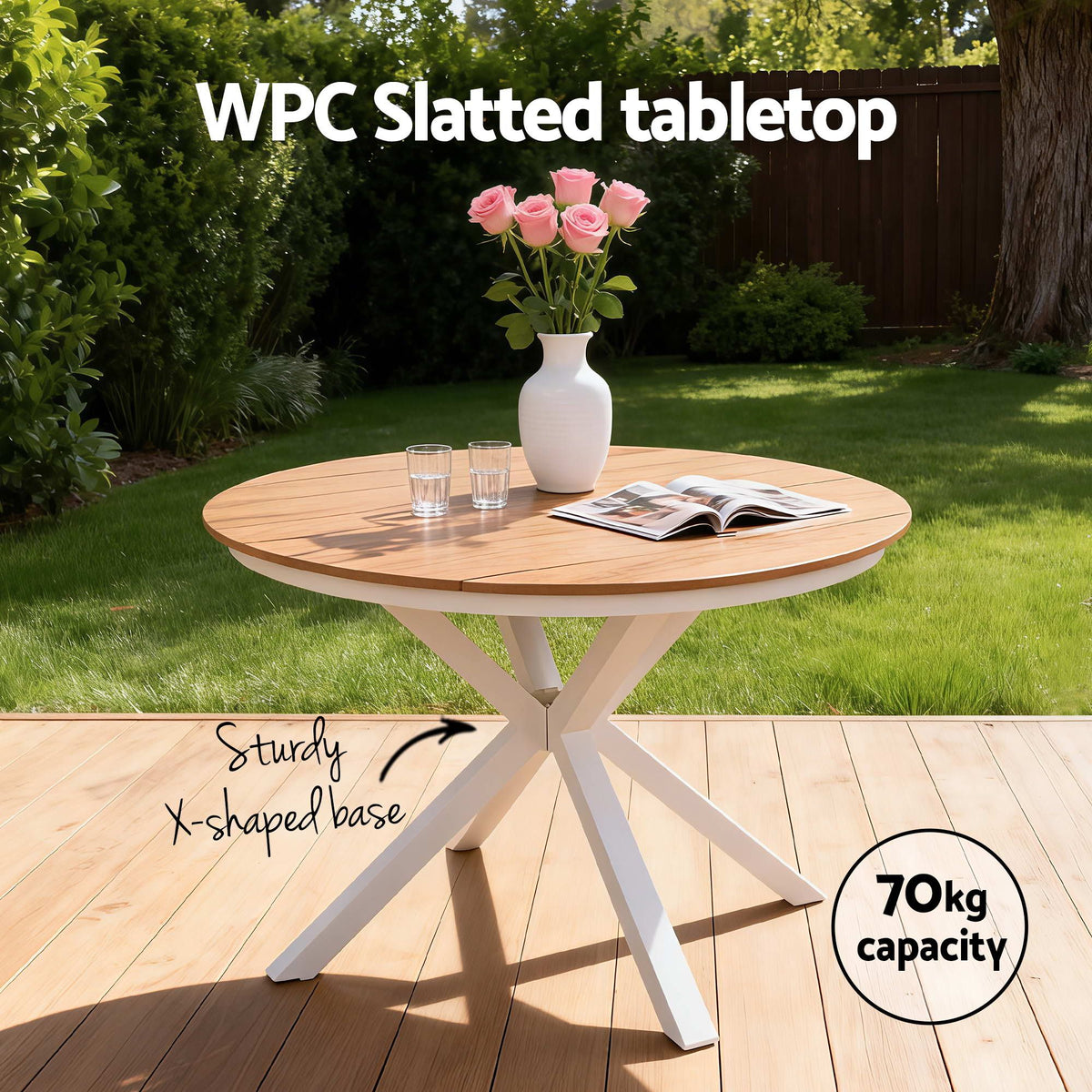 5-Piece Outdoor Dining Set |Table & 4 Chairs | Diamond White