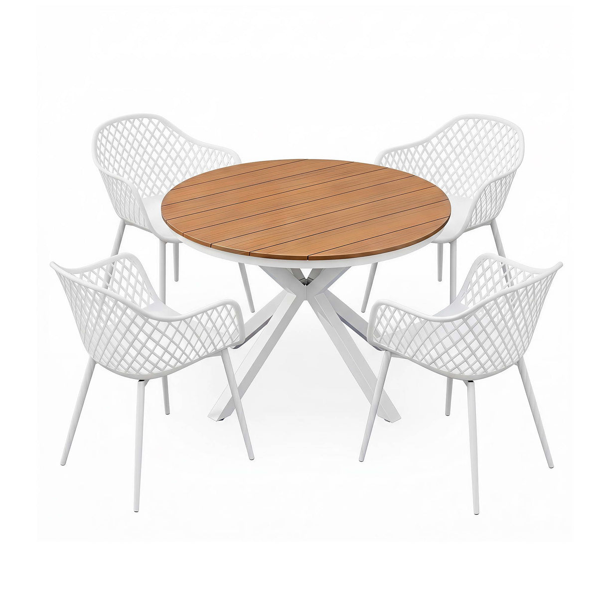 5-Piece Outdoor Dining Set |Table & 4 Chairs | Diamond White