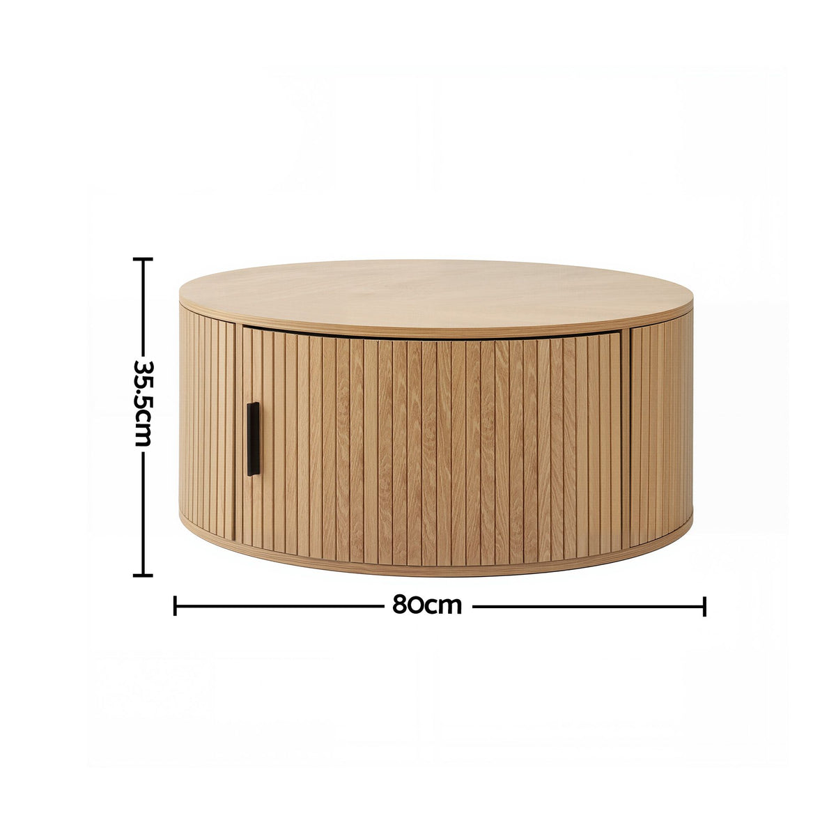 Round Fluted Coffee Table with Storage | 80cm