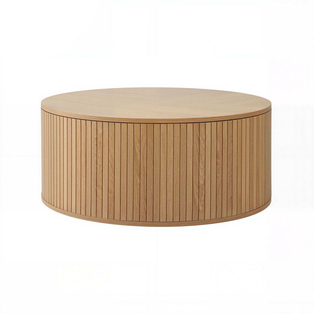 Round Fluted Coffee Table with Storage | 80cm