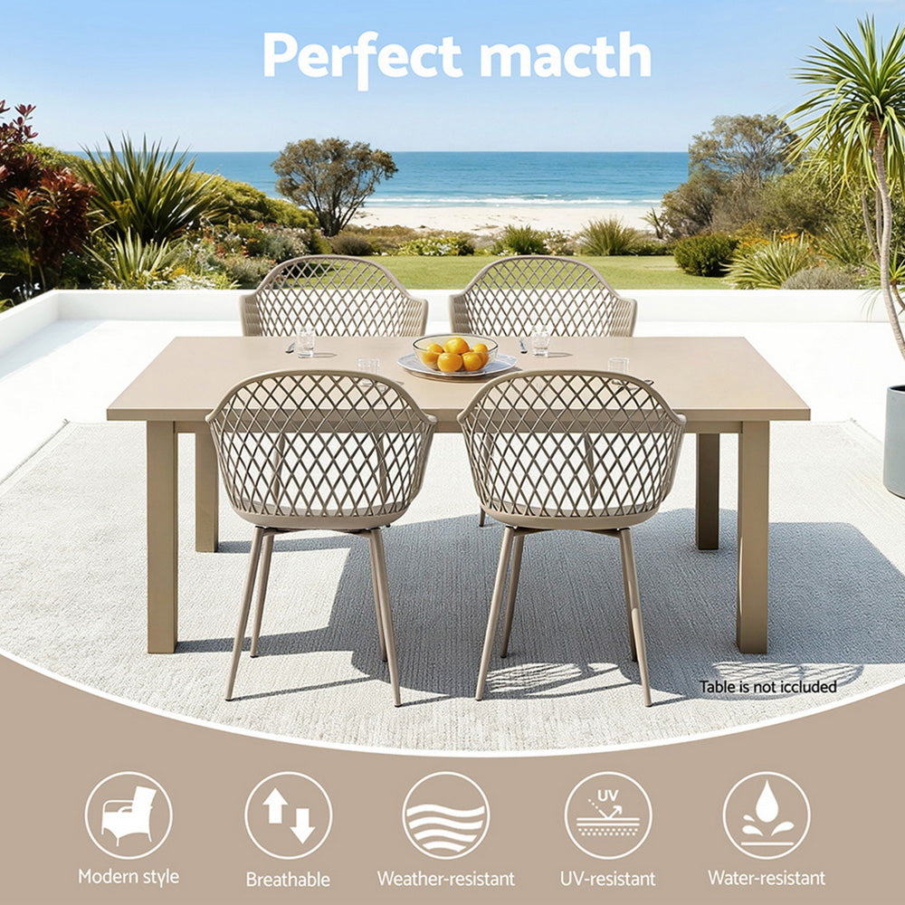 4 Piece Outdoor Dining Chairs | UV & Water Resistant | Coffee