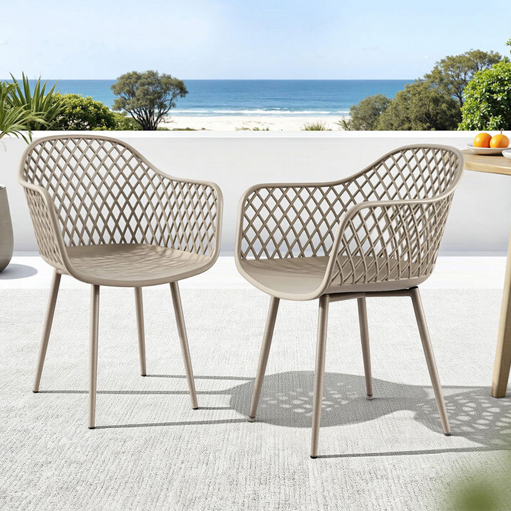 4 Piece Outdoor Dining Chairs | UV & Water Resistant | Coffee