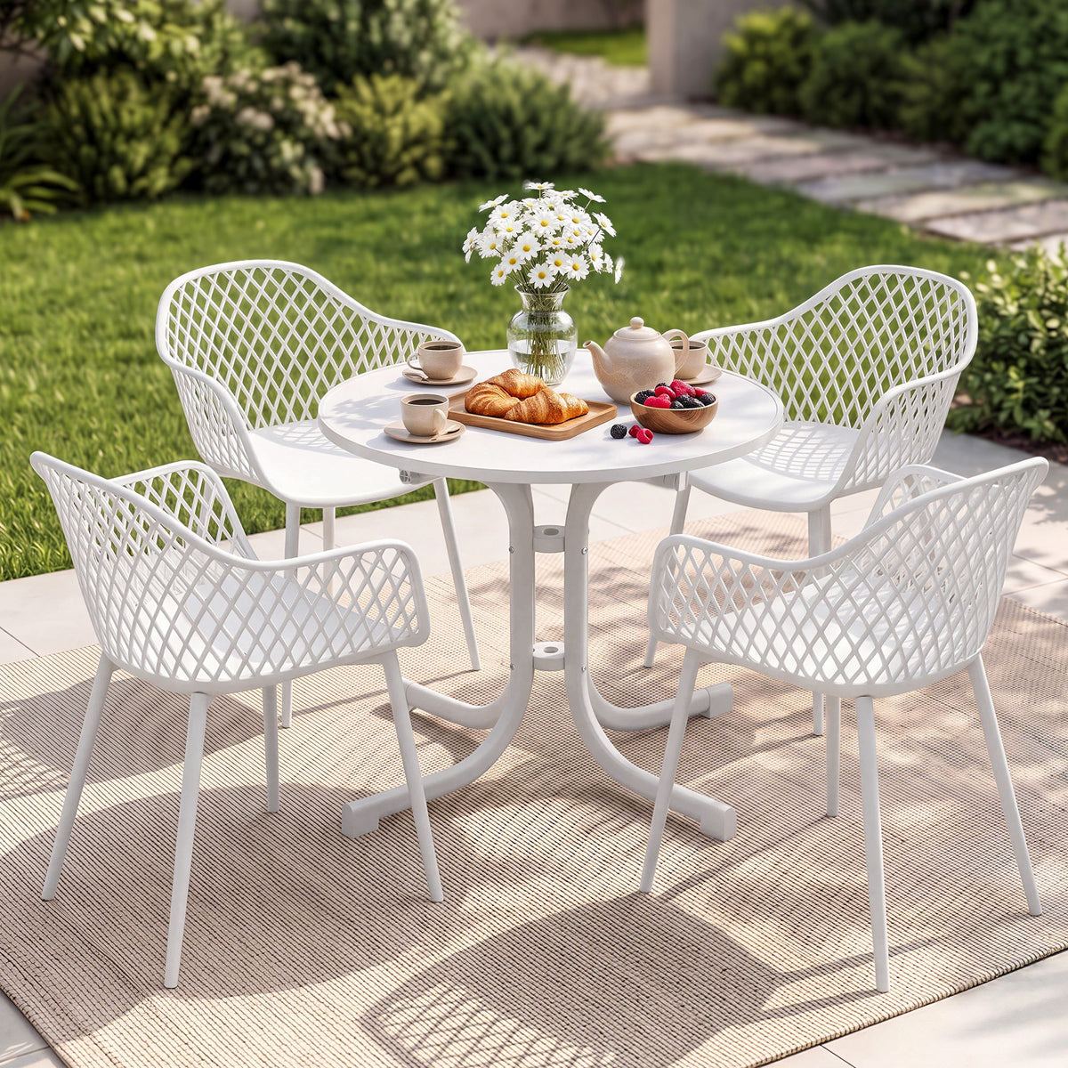 5PC Outdoor Dining Set | Diamond White