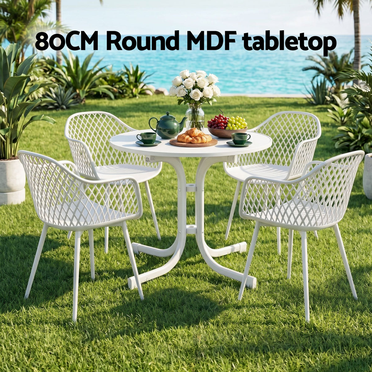 5PC Outdoor Dining Set | Diamond White