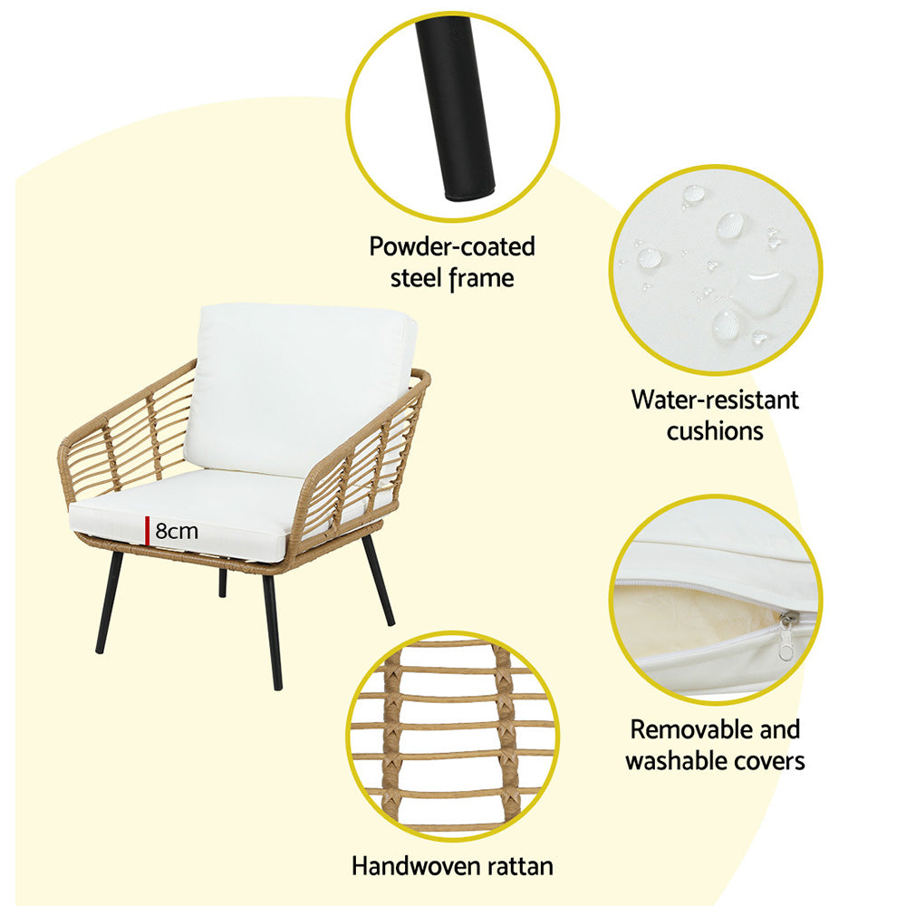 4-Piece Rattan Outdoor Sofa Set | Lounge Setting with Table & Chairs
