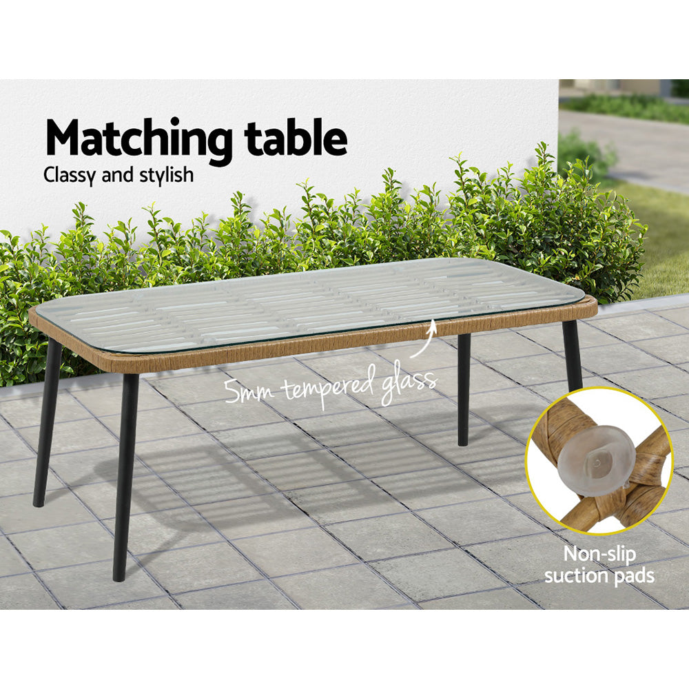 4-Piece Rattan Outdoor Sofa Set | Lounge Setting with Table & Chairs