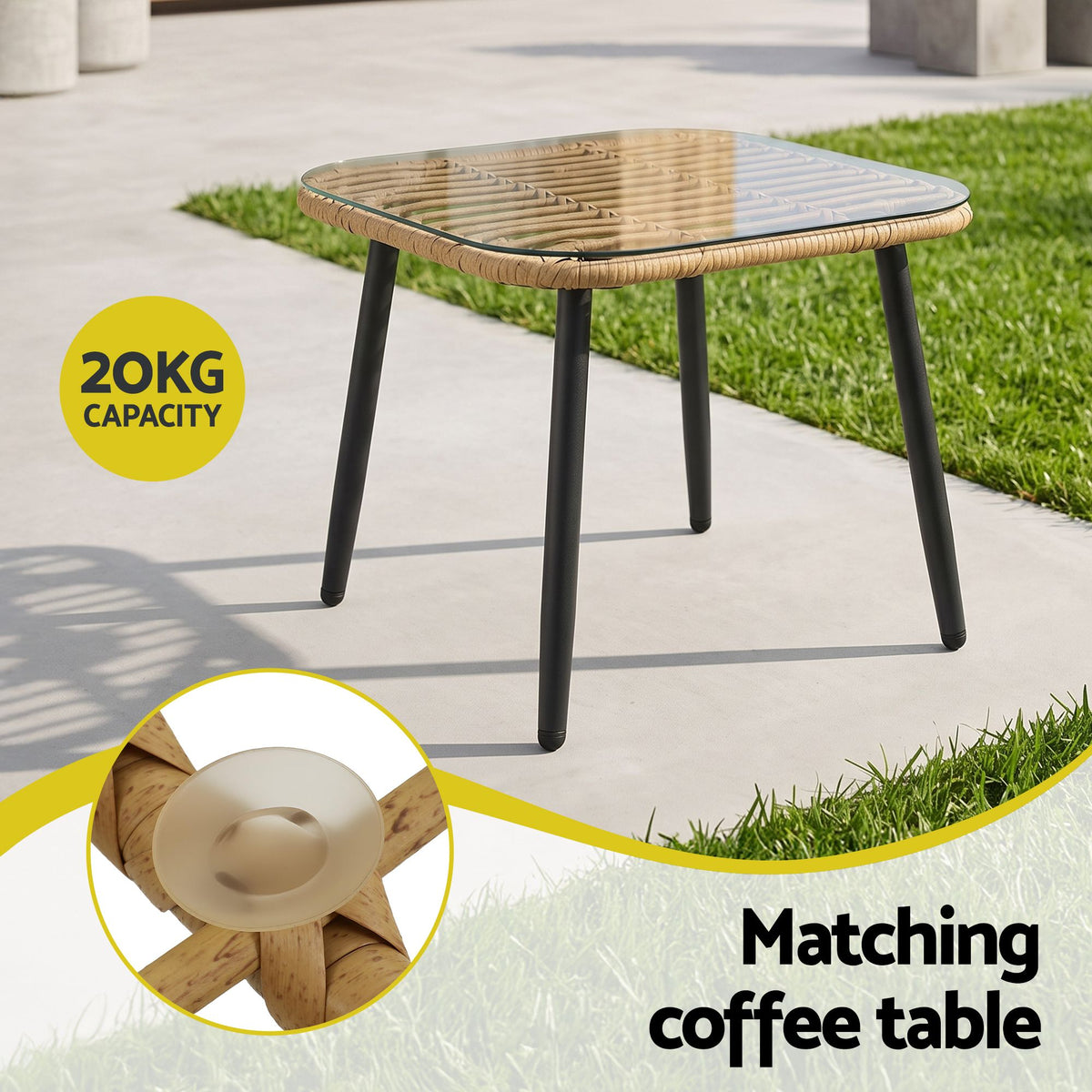 4-Piece Modular Rattan Outdoor Sofa Set | 5-Seater with Cushions & Coffee Table
