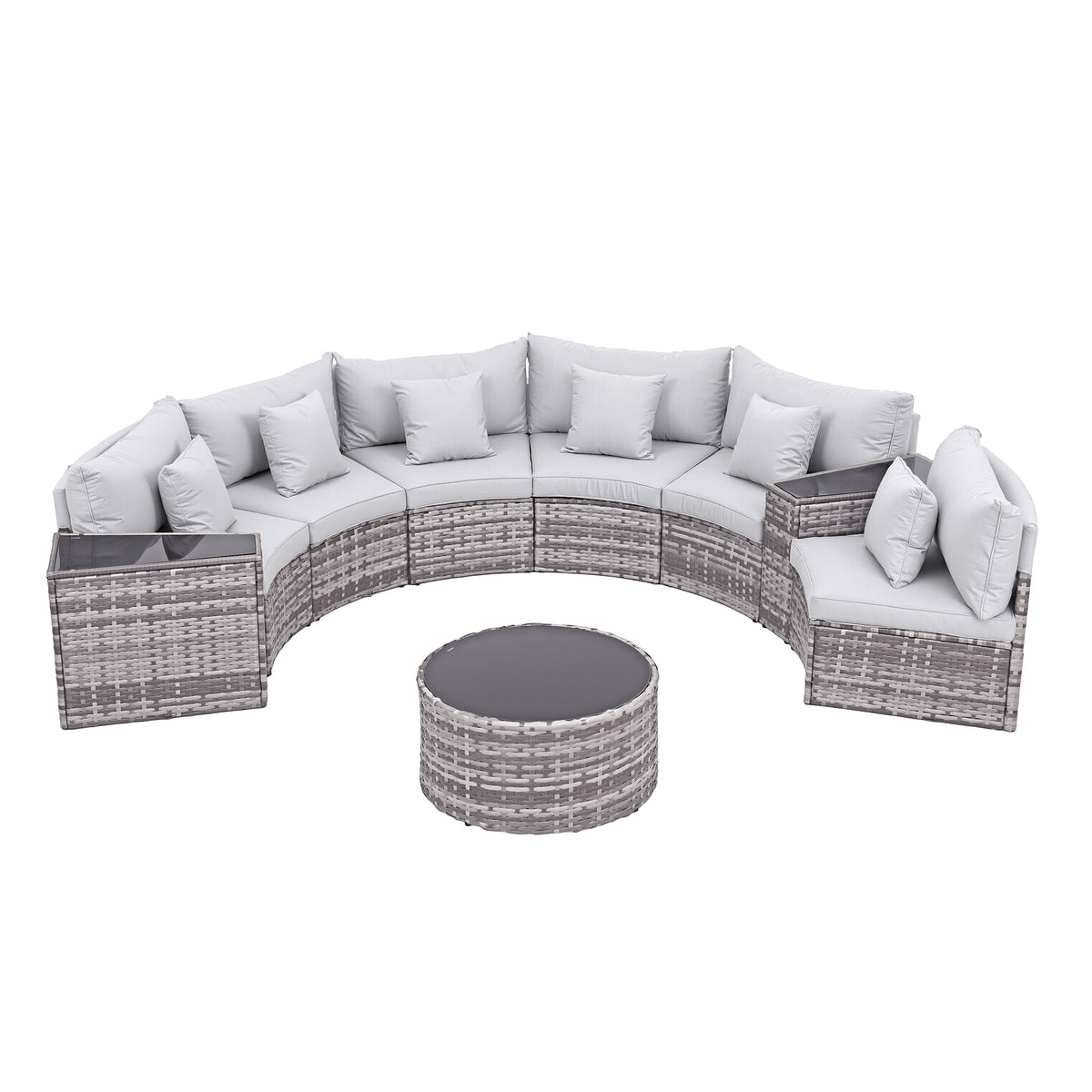 Gardeon 6 Seater Outdoor Sofa Set 9PCS Table Chair Set Garden Rattan Patio Furniture