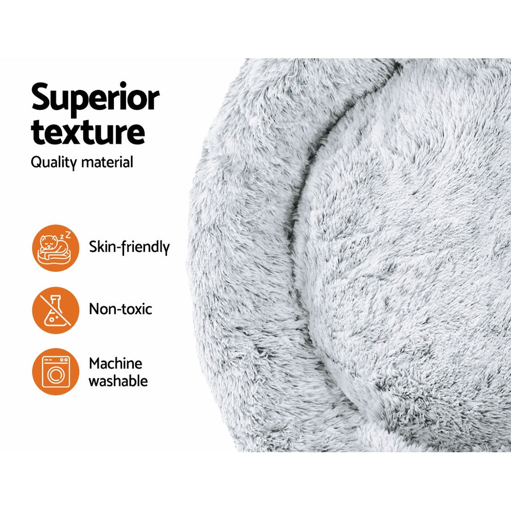 Plush Calming Pet Bed  - XL Light Charcoal - Suits Pets up to 36kg