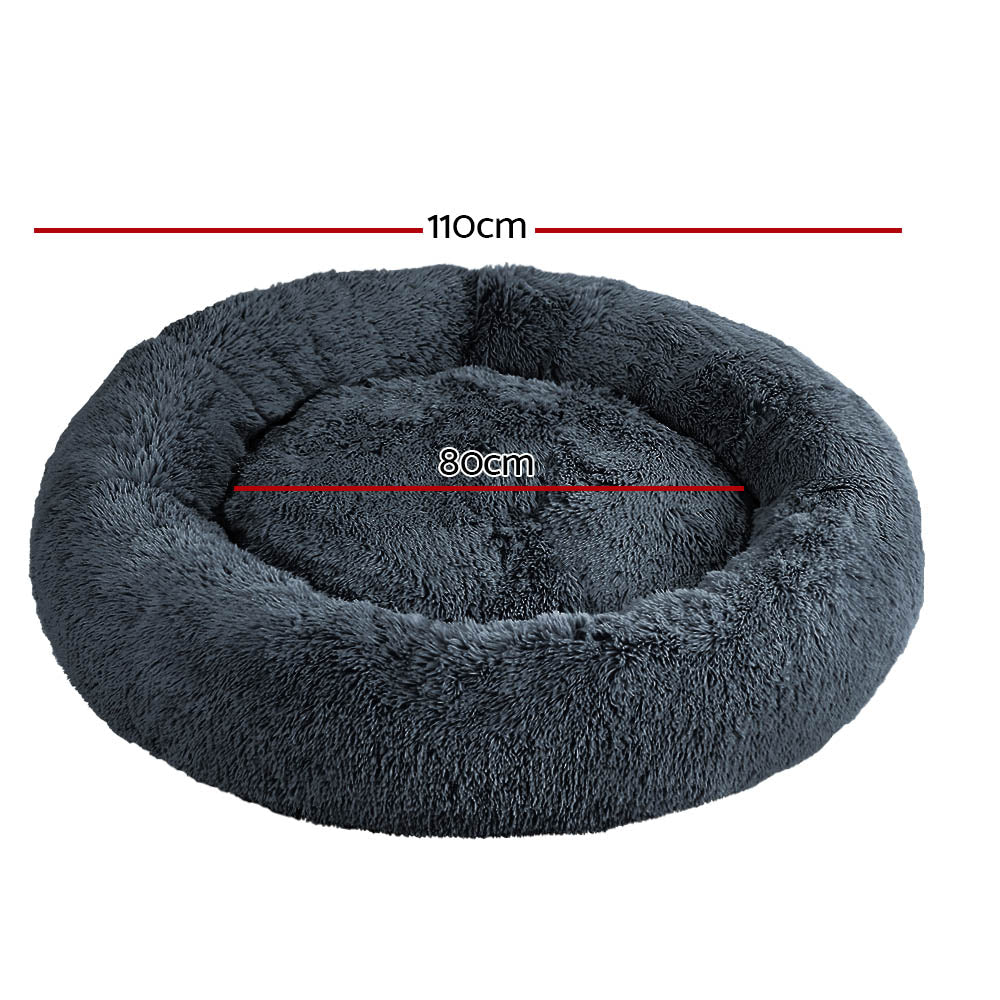 Plush Calming Pet Bed - XL Dark Grey - Suits Pets up to 36kg