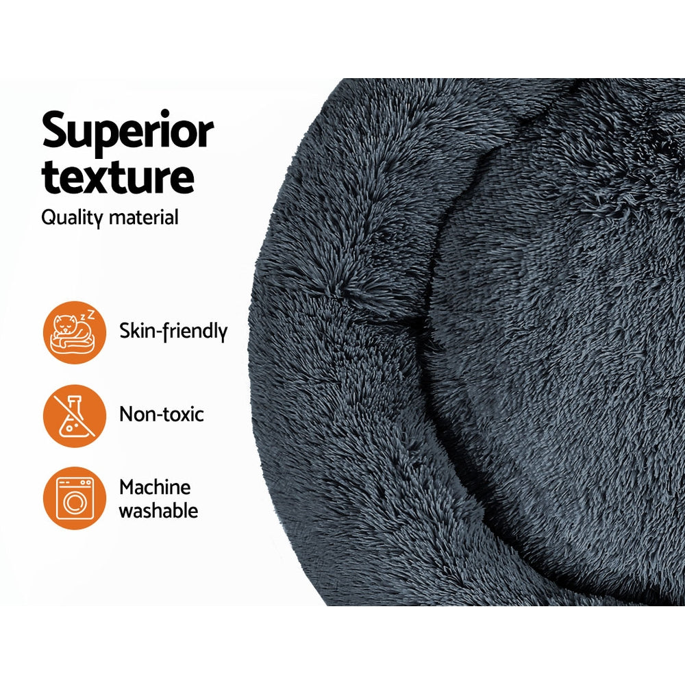 Plush Calming Pet Bed - XL Dark Grey - Suits Pets up to 36kg