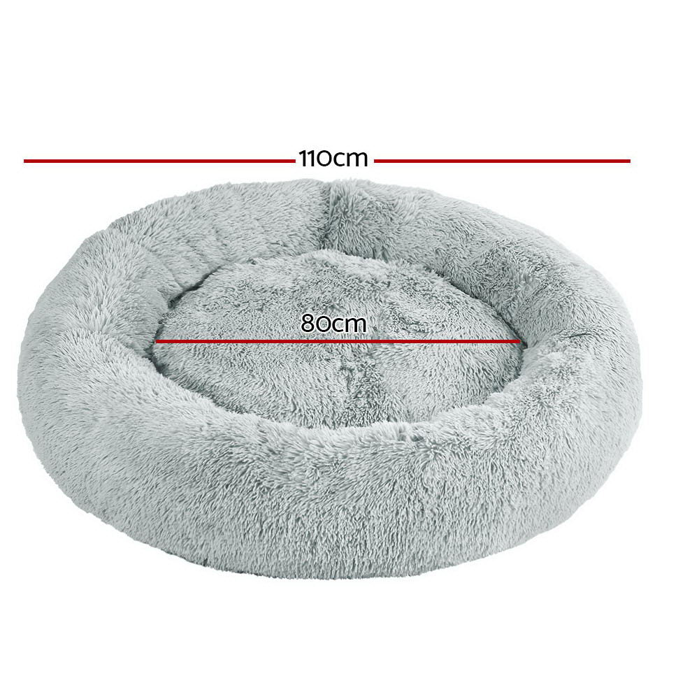 Plush Calming Pet Bed - XL Light Grey - Suits Pets up to 36kg