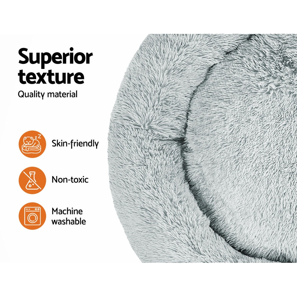 Plush Calming Pet Bed - XL Light Grey - Suits Pets up to 36kg
