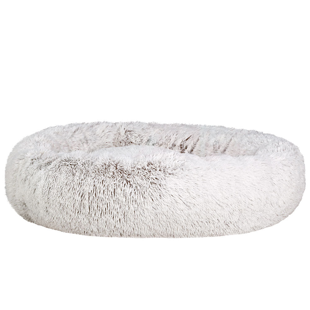 Plush Calming Pet Bed - XL White & Brown - Suits Pets up to 36kg
