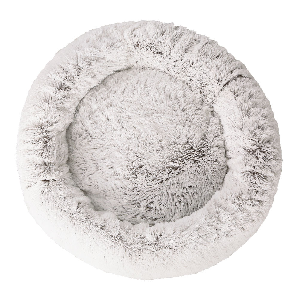 Plush Calming Pet Bed - XL White & Brown - Suits Pets up to 36kg