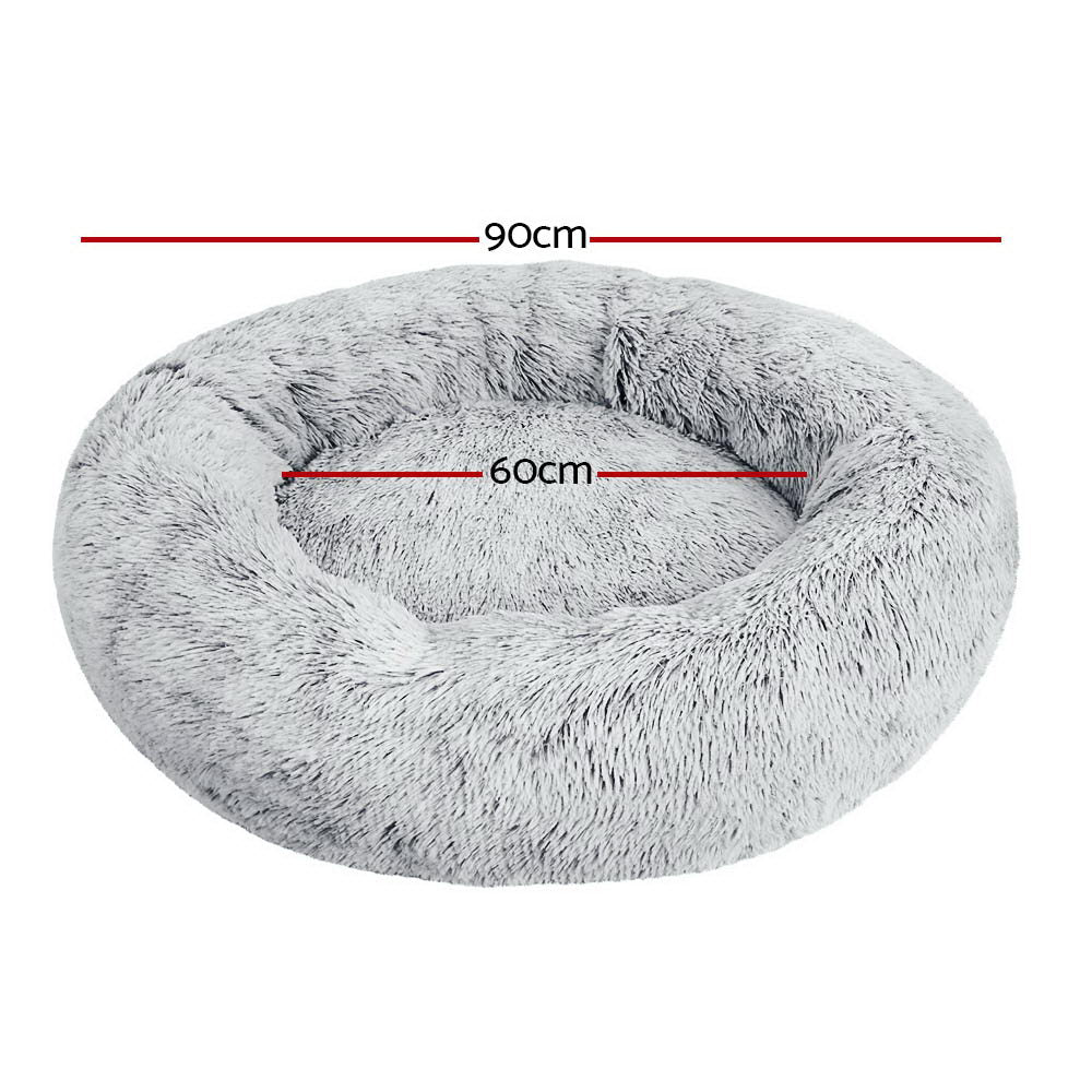 Plush Calming Pet Bed - Large Light Charcoal - Suit Pets up to 25kg