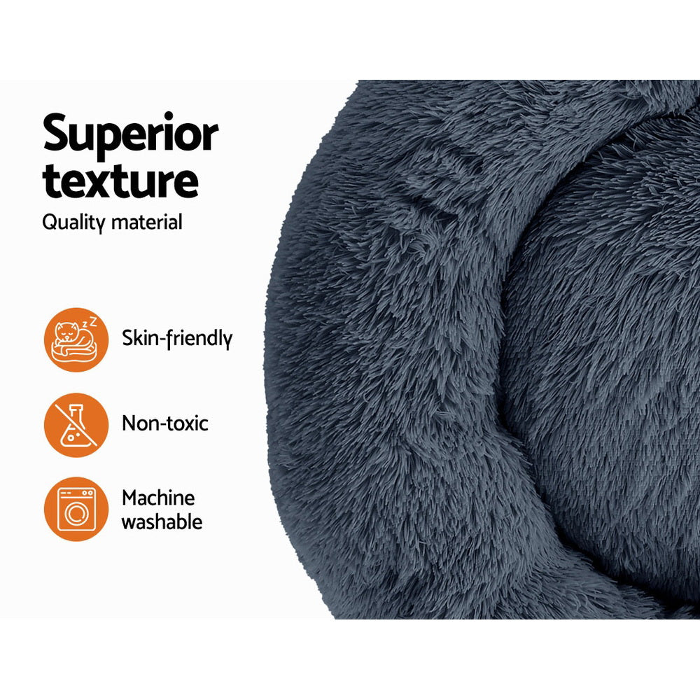 Plush Calming Pet Bed - Large Dark Grey - Suits Pets up to 25kg