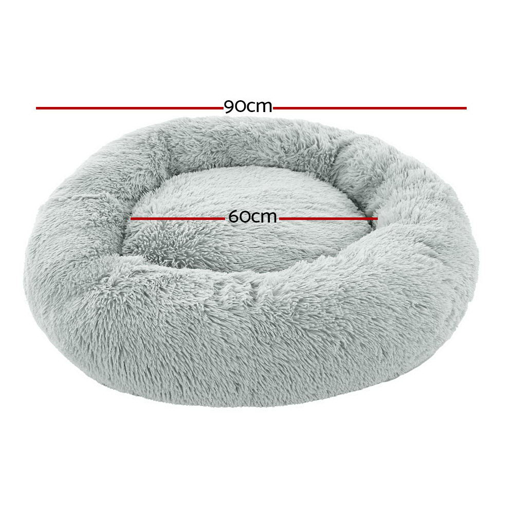 Plush Calming Pet Bed - Large Light Grey - Suits Pets up to 25kg