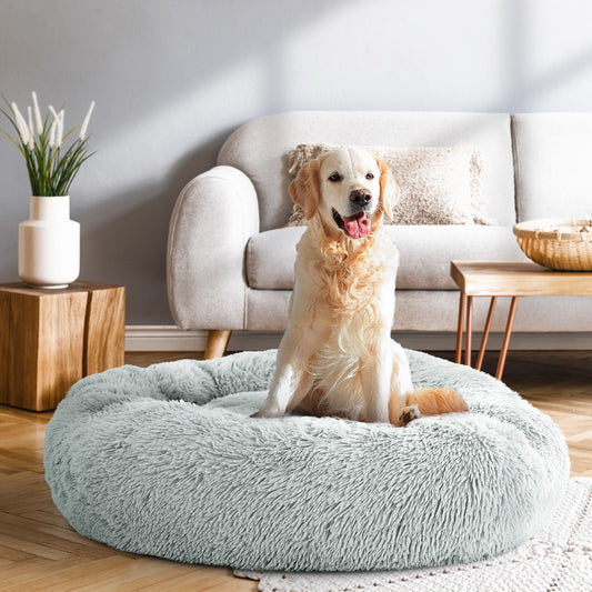 Plush Calming Pet Bed - Large Light Grey - Suits Pets up to 25kg