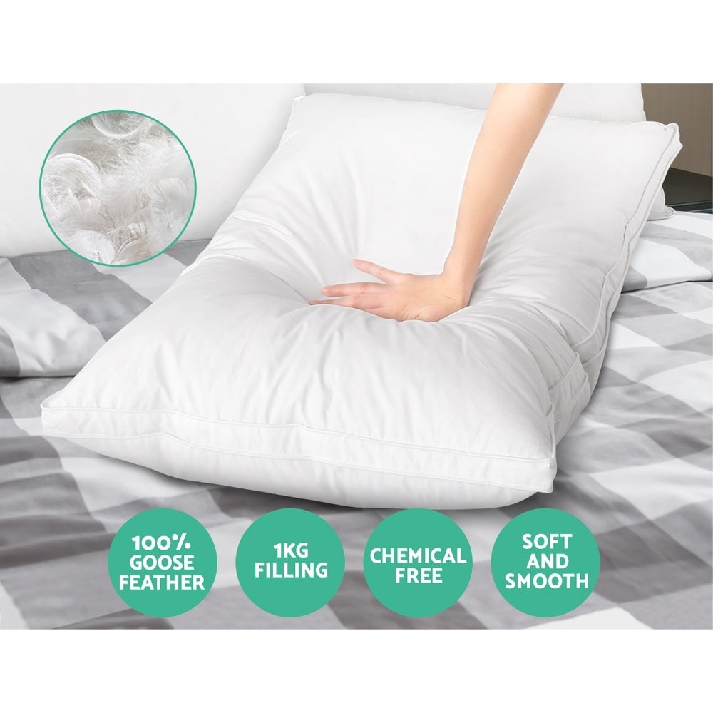 Goose Feather Down Luxury Pillow - Twin Pack