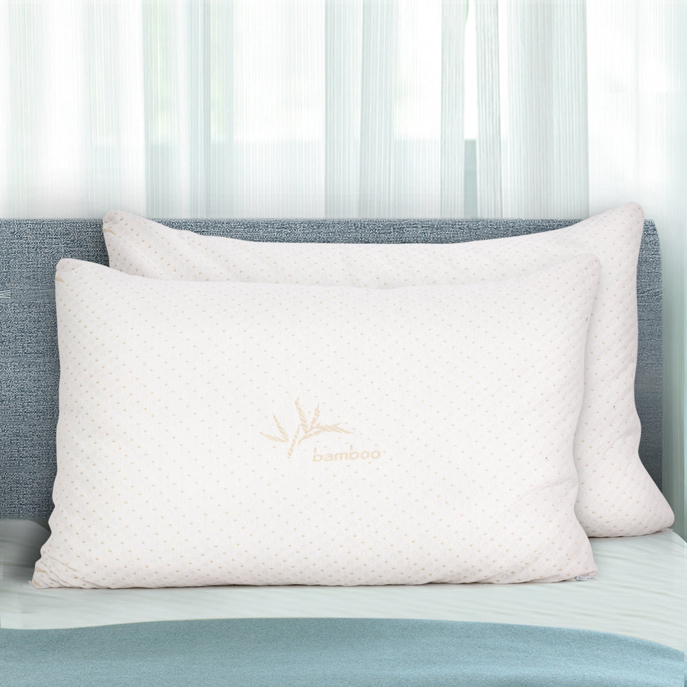 Memory Foam Pillow Bamboo Cover - Twin Pack