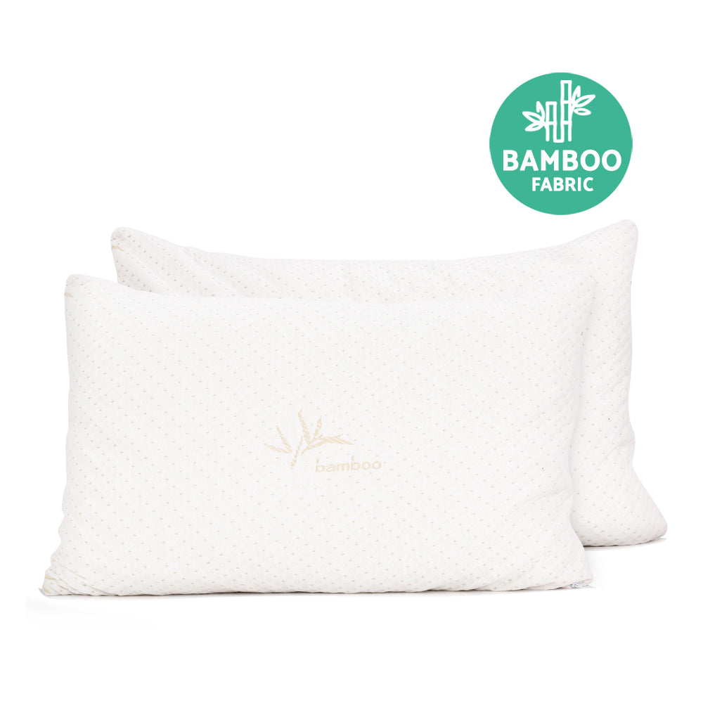 Memory Foam Pillow Bamboo Cover - Twin Pack