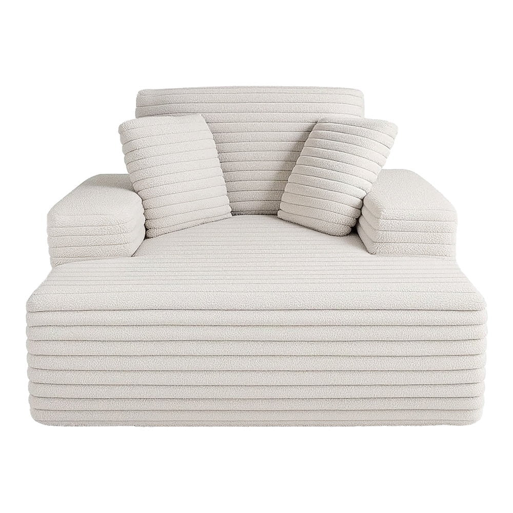 Faux Fur Sofa Bed | Lounge Recliner Chair with Pocket Springs – Beige