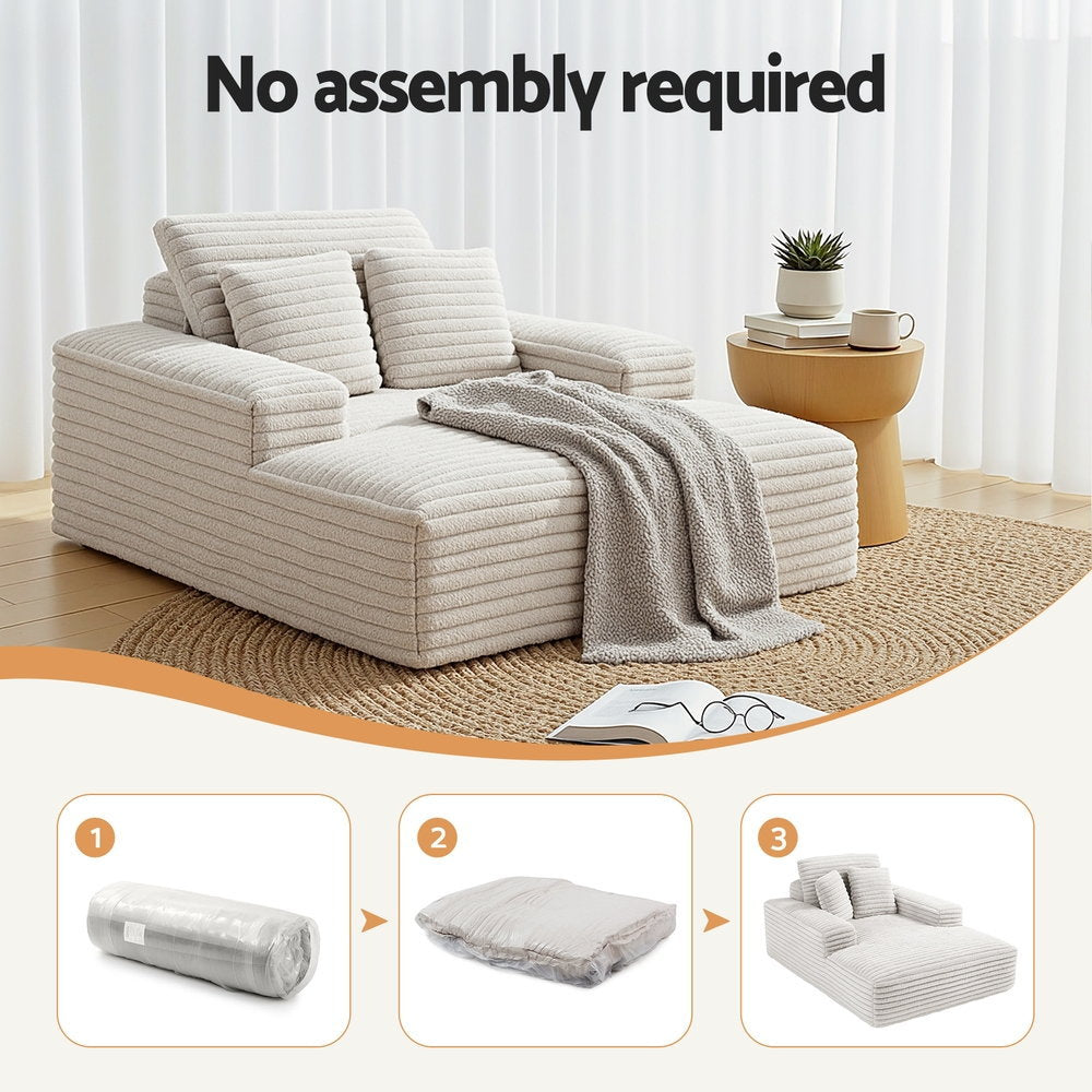 Faux Fur Sofa Bed | Lounge Recliner Chair with Pocket Springs – Beige