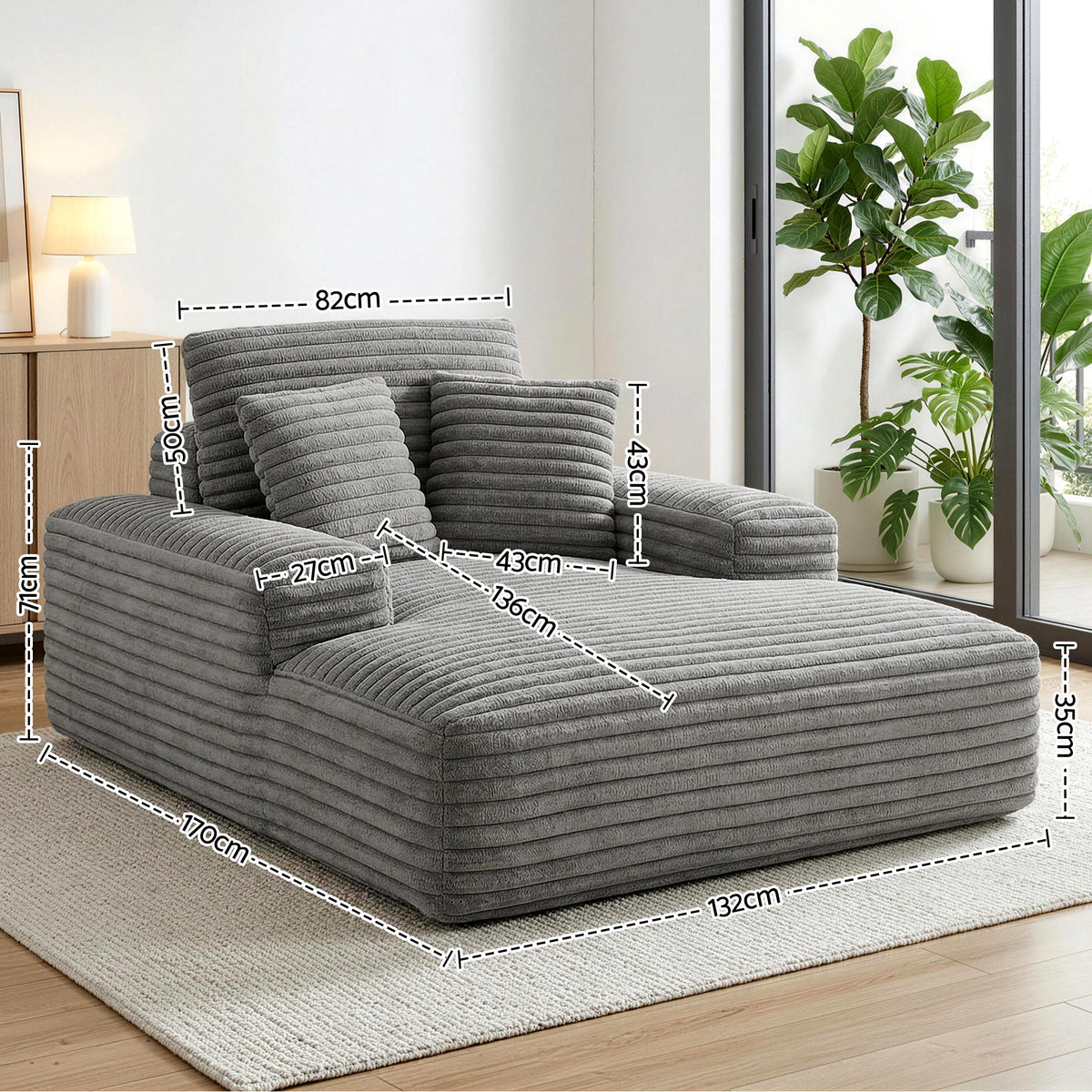 Faux Fur Sofa Bed | Lounge Recliner Chair with Pocket Springs – Grey