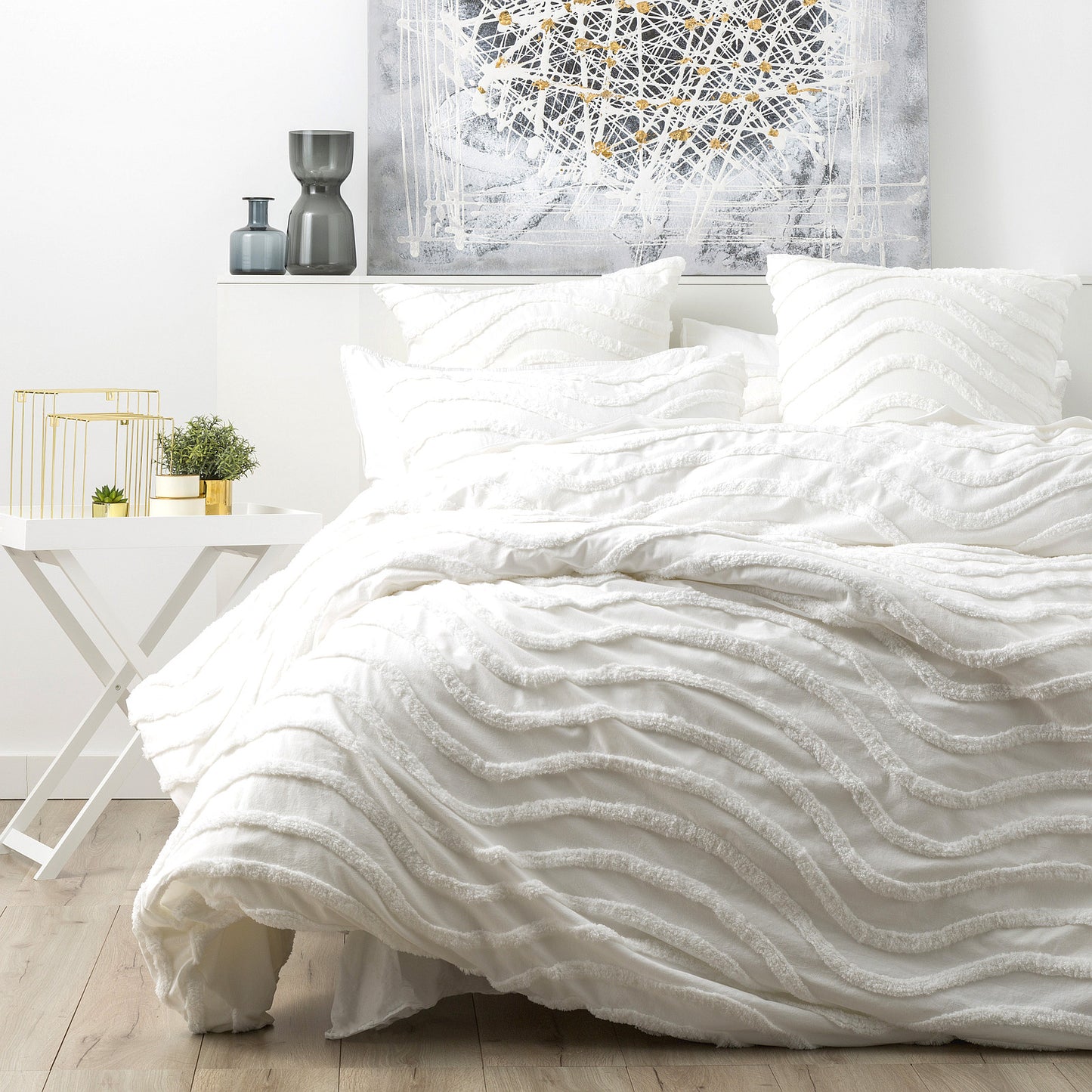 100% Cotton Vintage Washed White Tufted - European Pillowcase